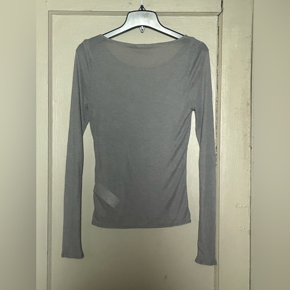 NWT Abercrombie & Fitch | Long-Sleeve Sheer Rib Crew Top | Size: Medium | Gray - Picture 2 of 11